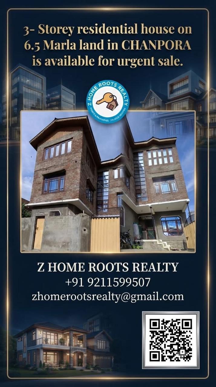 Three-storey residential house available in Chanpora